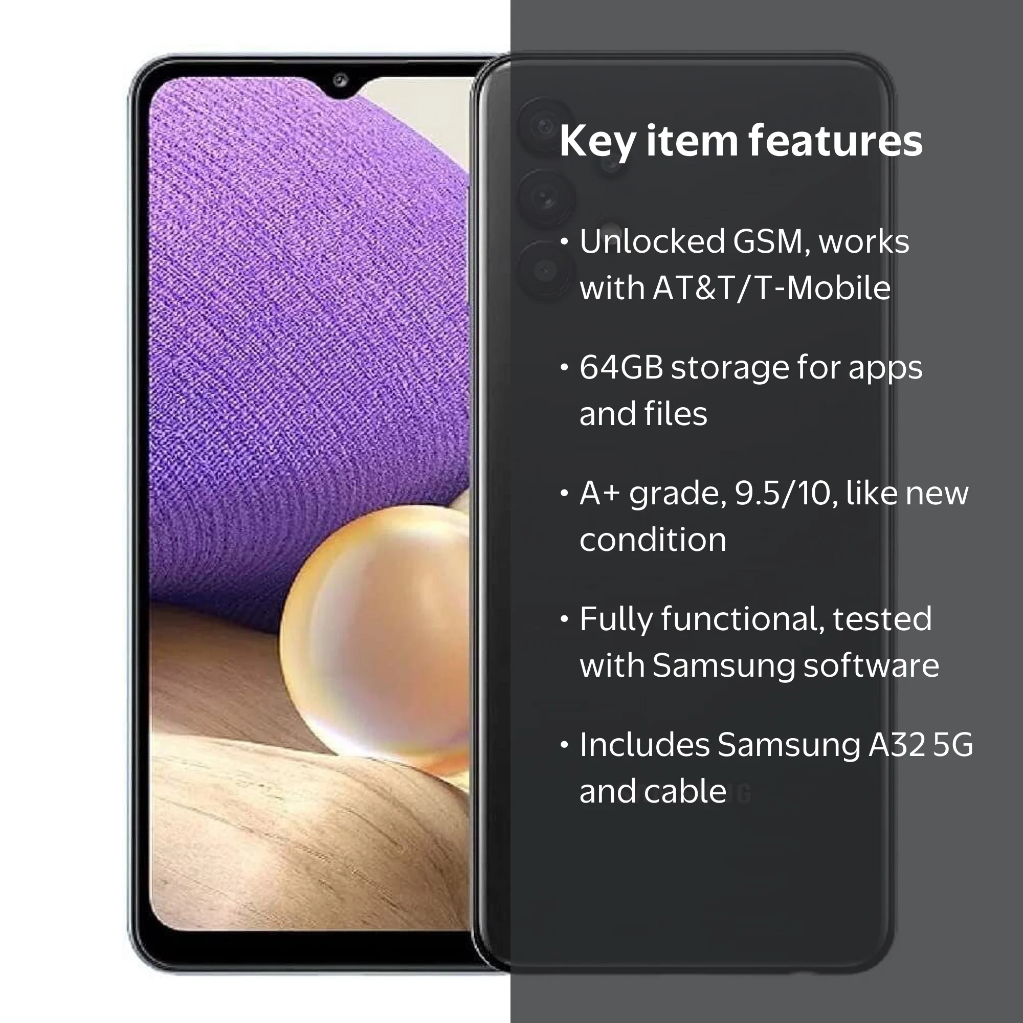 Restored GSM Unlocked Samsung Galaxy A32 5G Black 64GB