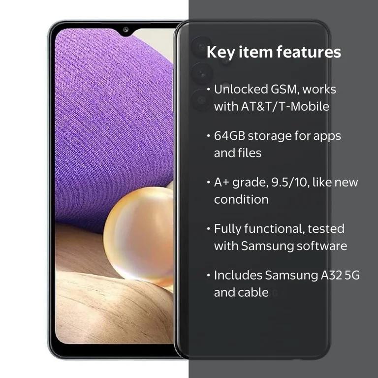 Restored GSM Unlocked Samsung Galaxy A32 5G Black 64GB