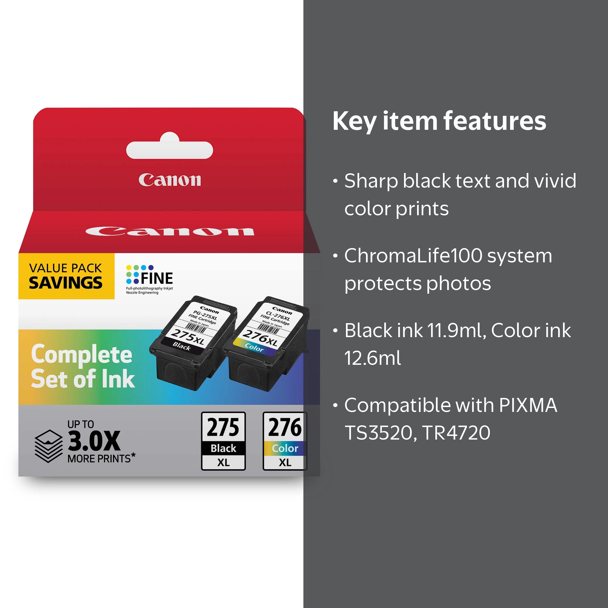 Canon PG275XL/CL276XL Combo Pack - Black and Color Ink Cartridges