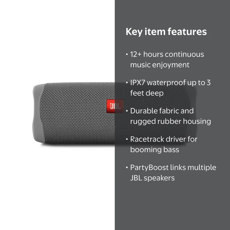 Open Box JBL Portable Bluetooth Speaker with Waterproof, Gray