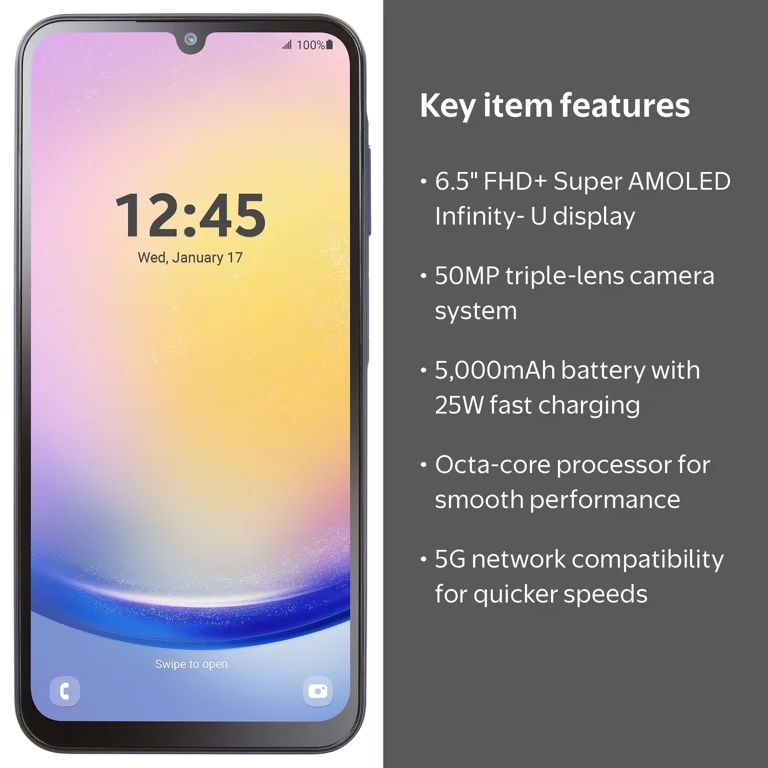 Straight Talk Samsung Galaxy A25 5G, 128GB, Black - Prepaid