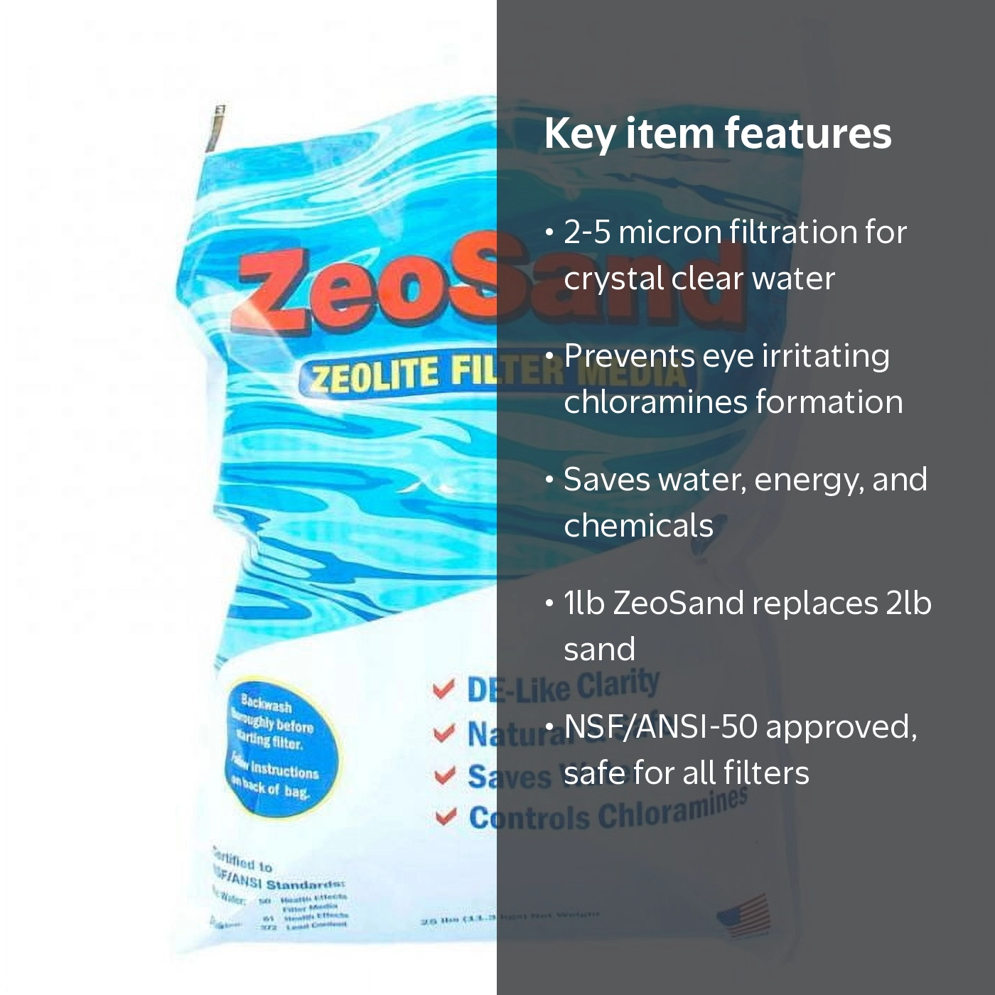 Zeo Sand Zeolite Swimming Pool Filtration Media 2 x 25 lb. Bag