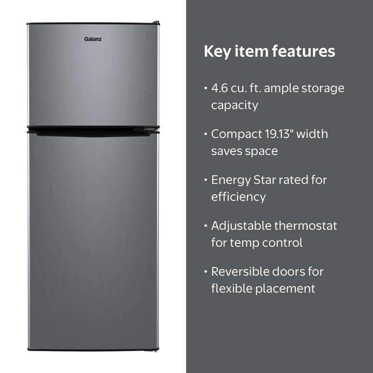 Galanz Compact 4.6 Cu ft Two Door Mini Fridge for Modern Apartment