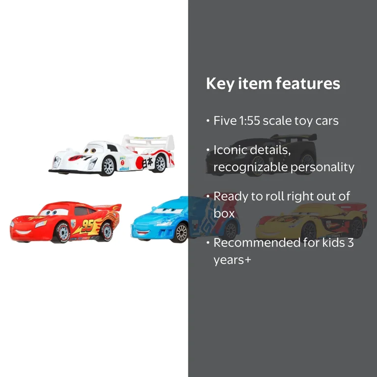 Disney Pixar Cars 5-Pack - 1:55 Scale Die-Cast Toy Cars - Walmart.com