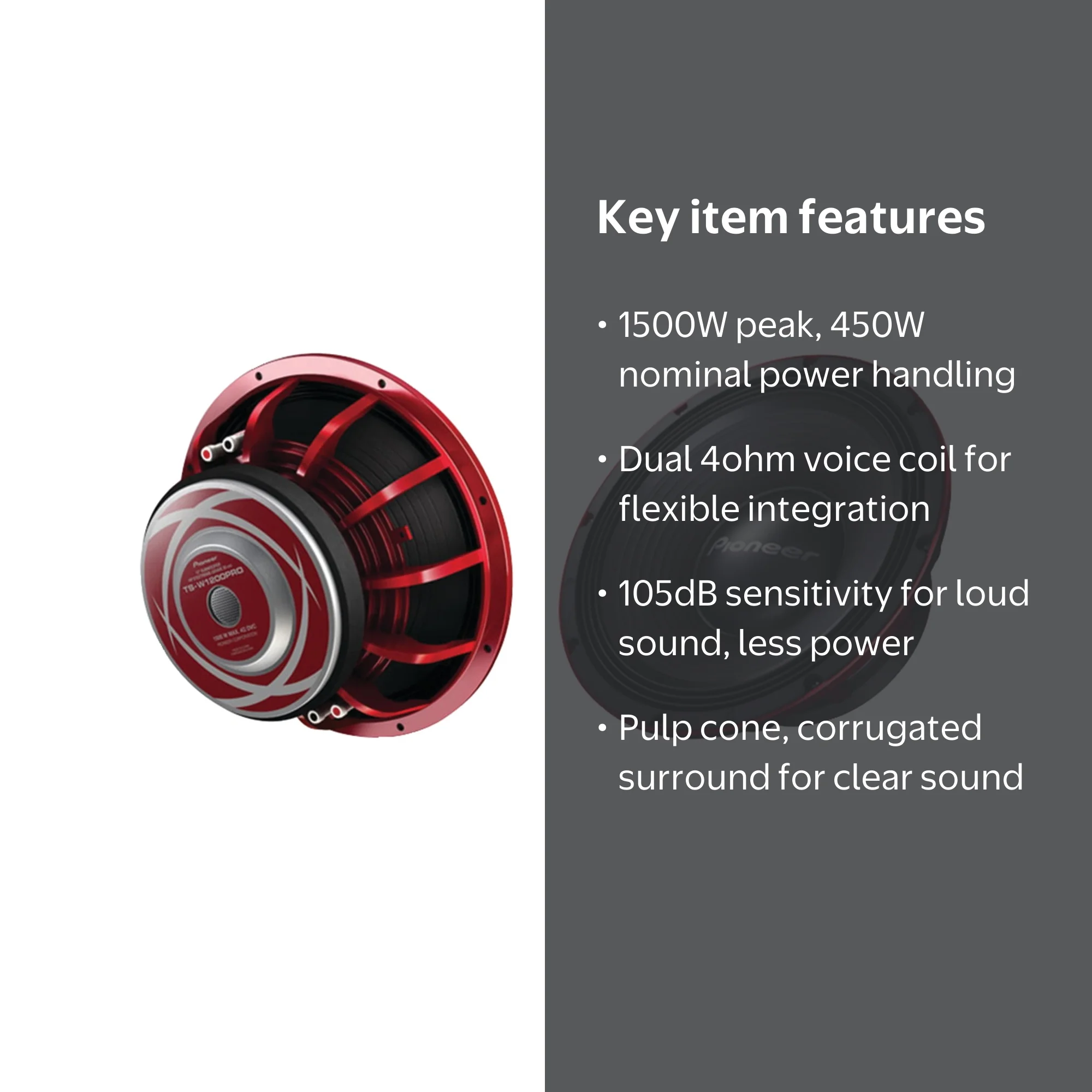 Pioneer 12-inch 1500W Dual 4ohms Voice Coil Subwoofer - PRO Series