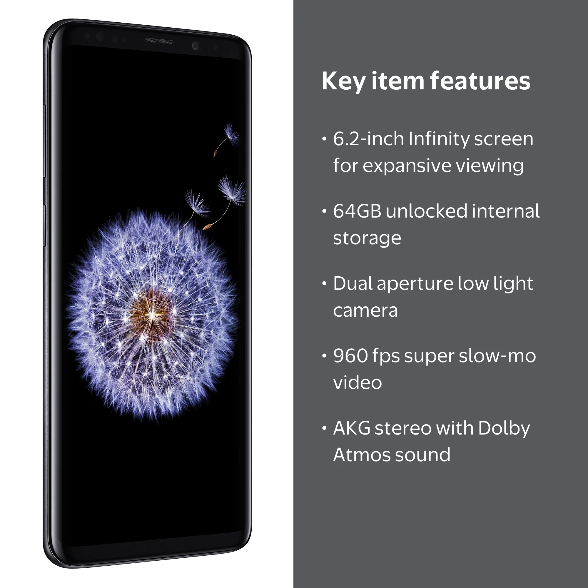 SAMSUNG Galaxy S9+ PLUS 64gb LTE Unlocked Smartphone, Black with SAMSUNG Galaxy S9+ PLUS 64gb LTE Unlocked Smartphone, Black with