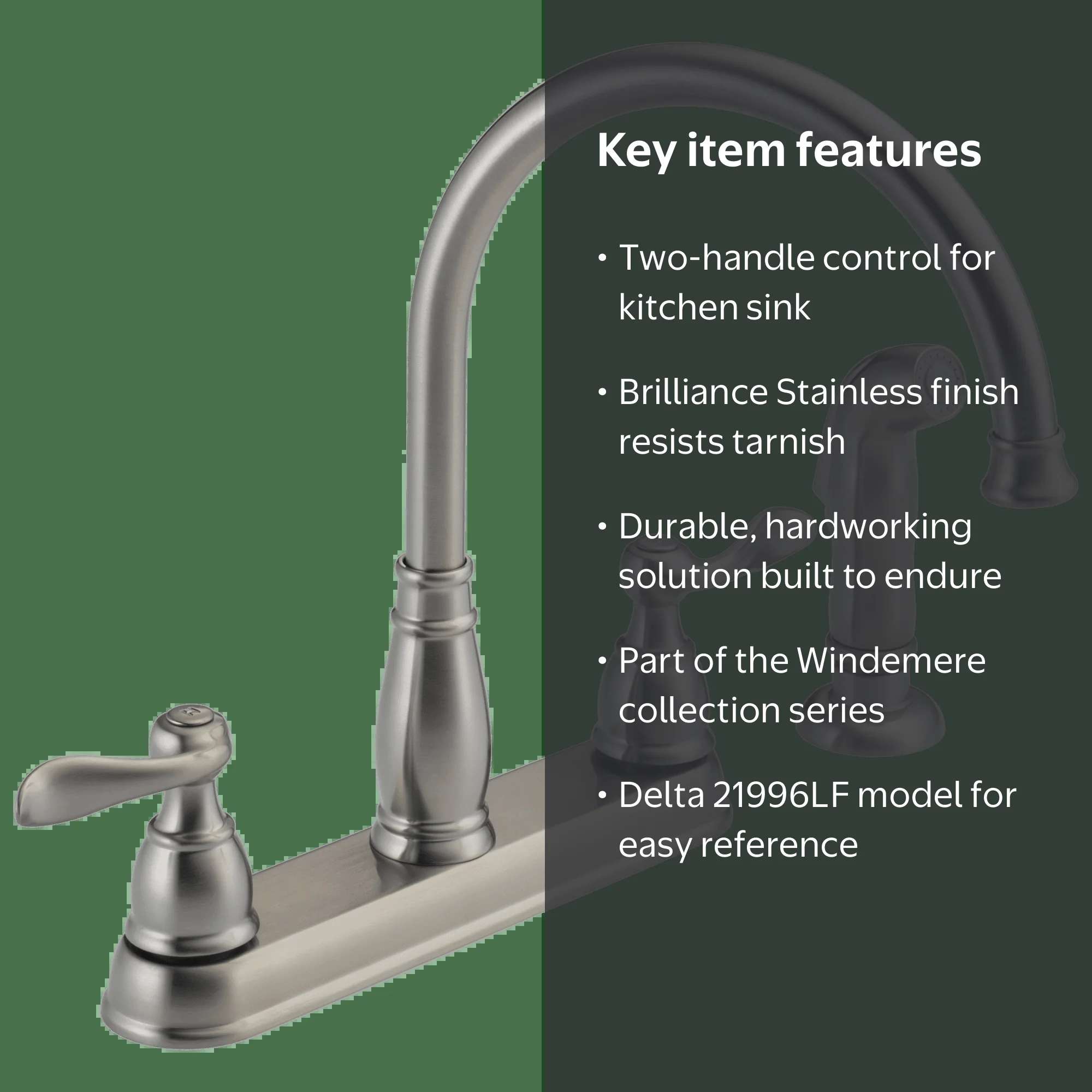 Delta Windemere Water-Efficient 2-Handle Kitchen Faucet with