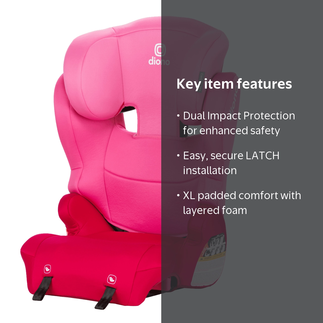 Diono, Cambria 2XT Latch 2-in-1 Booster Car Seat, Pink Cotton