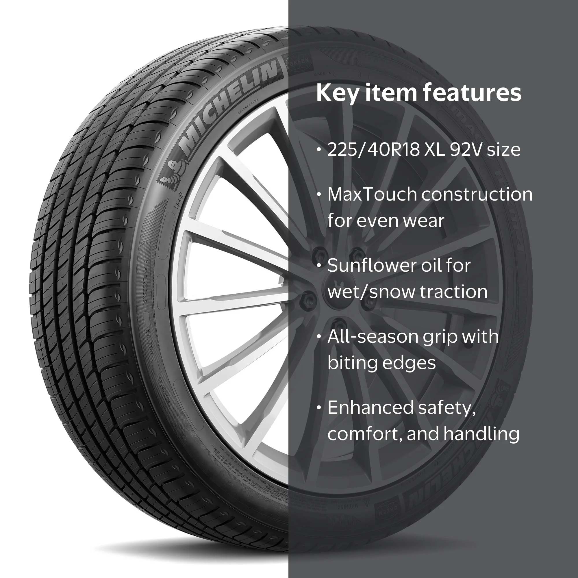 Michelin Primacy MXM4 All-Season Tire, 225/40R18/XL 92V, Enhanced