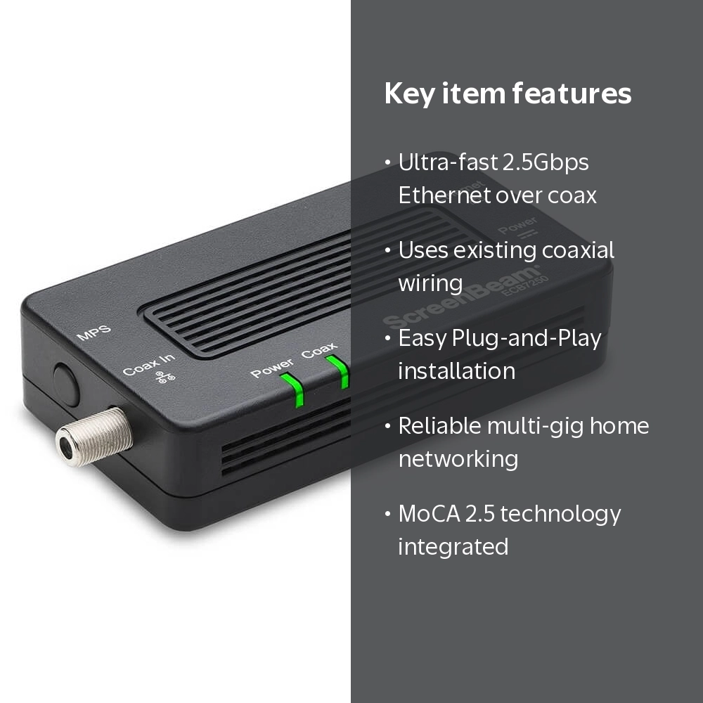 カーナビ ScreenBeam MoCA 2.5 Network Adapter ScreenBeam MoCA 2.5 Network Adapter with 2.5Gbps Ethernet Port