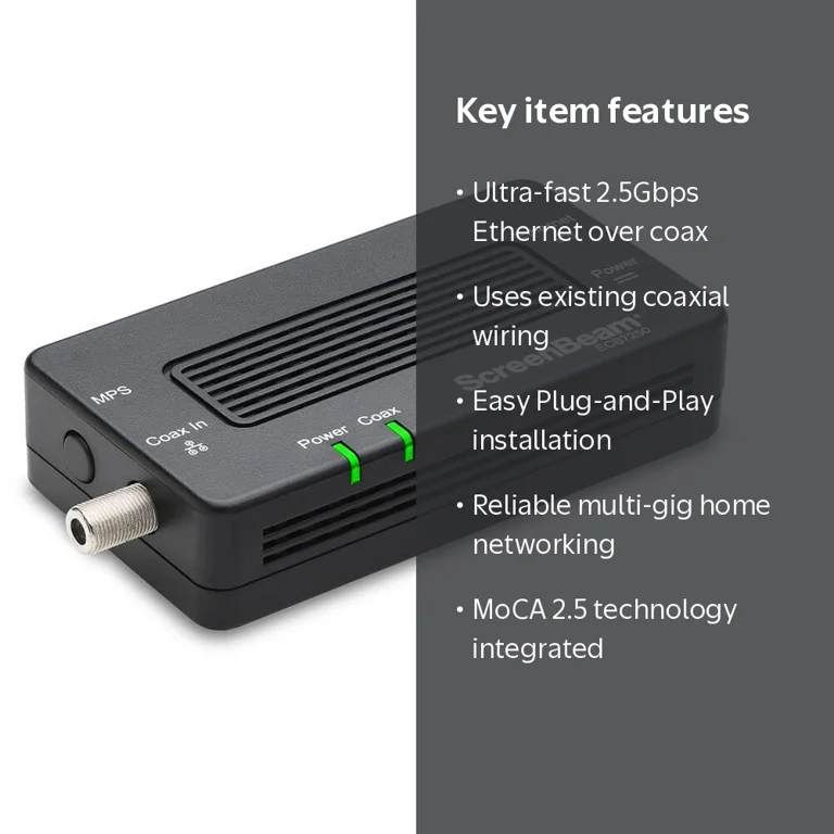 カーナビ ScreenBeam MoCA 2.5 Network Adapter ScreenBeam MoCA 2.5 Network Adapter with 2.5Gbps Ethernet Port