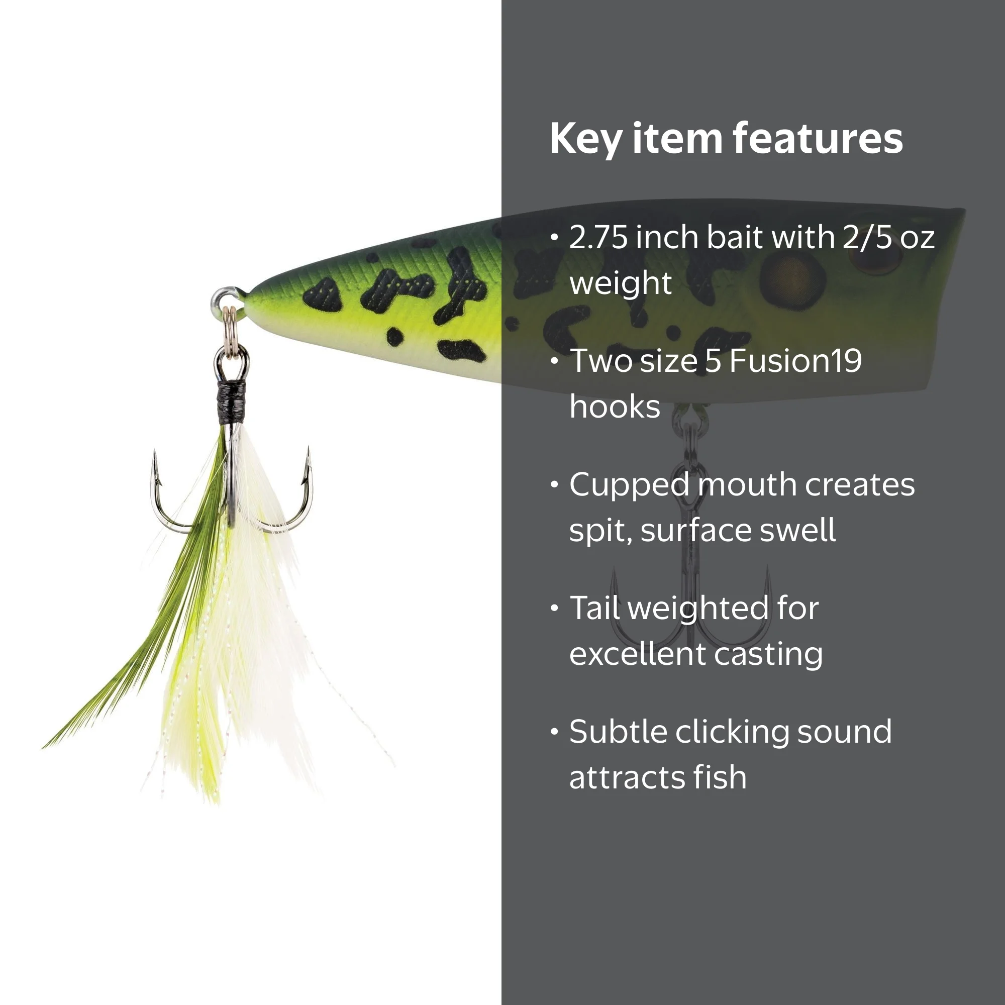 Berkley Bullet Pop Topwater Fishing Lure, MF Frog, 2/5 oz