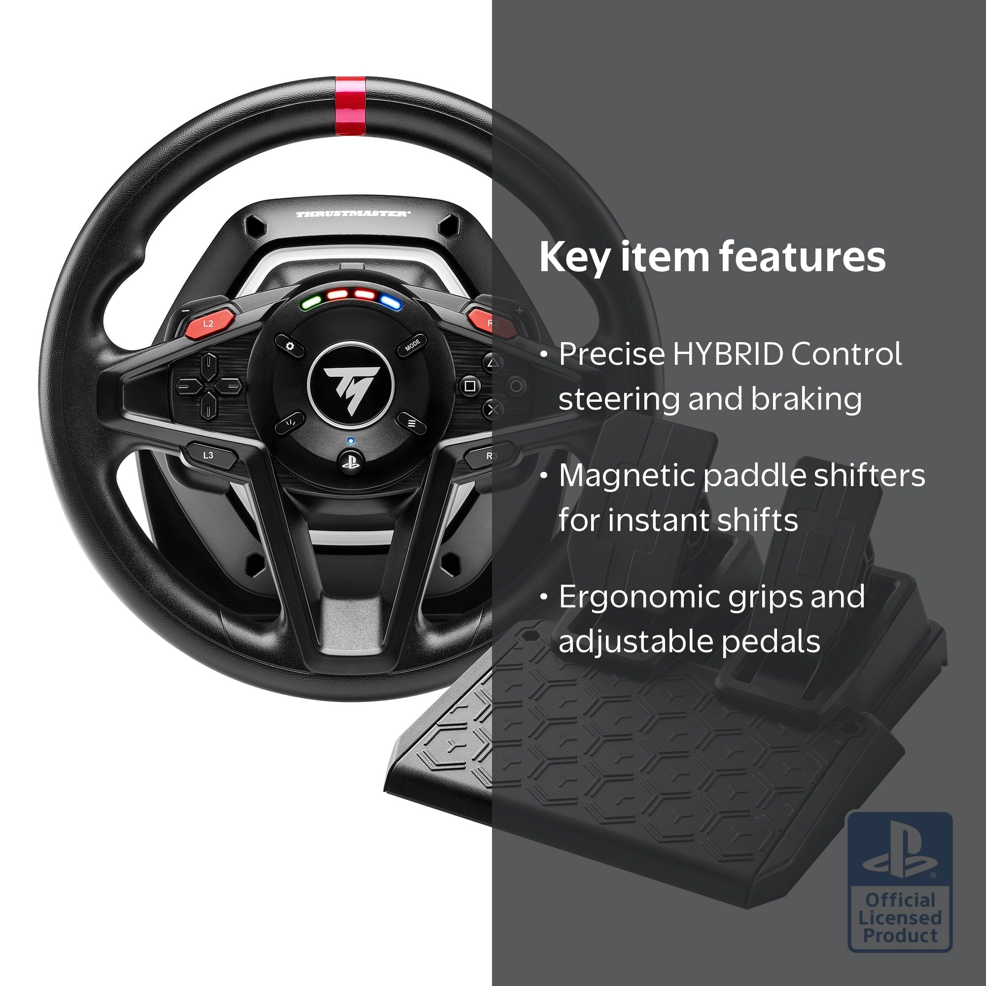 Thrustmaster, Racing Wheel and Pedal Set, Force Feedback, Black