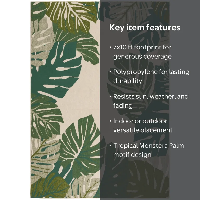 Mainstays Monstera Palm Outdoor Rug, 7'x10' - Walmart.com