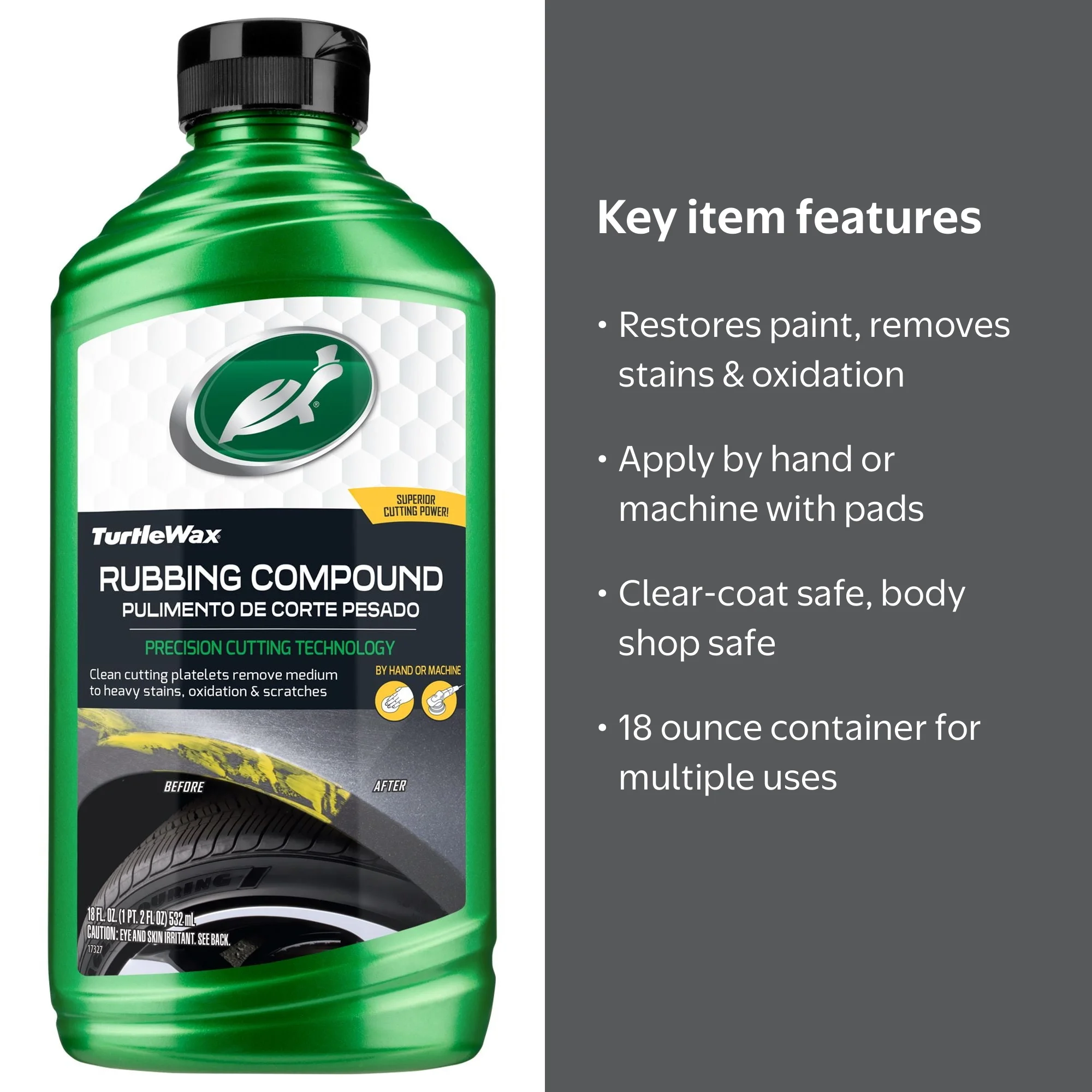 Turtle Wax 50792 Renew Rx Premium Grade Rubbing Compound, 18 oz