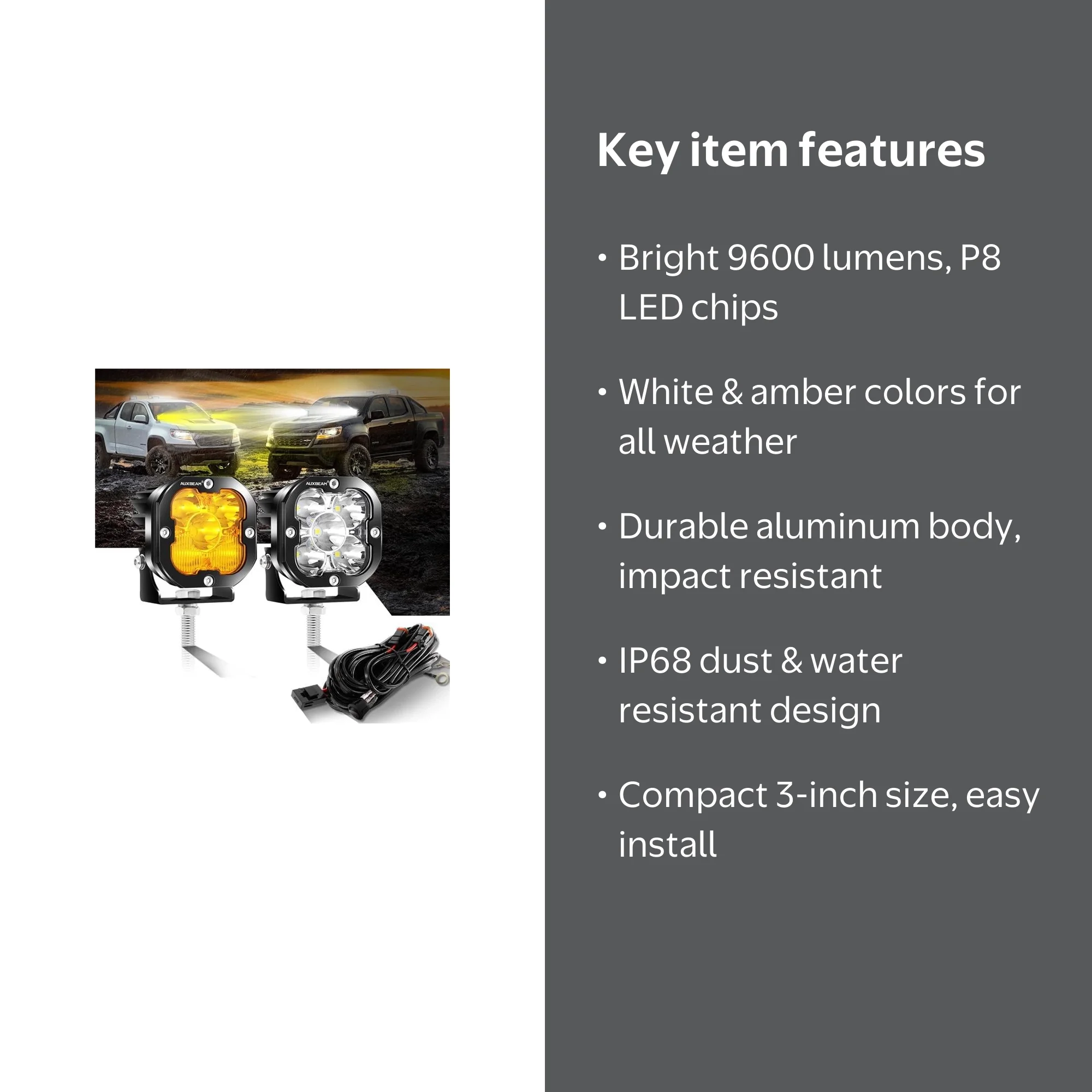 Auxbeam XP-ULTRA Series 3 Inch 80W 9600LM LED Pods Lights