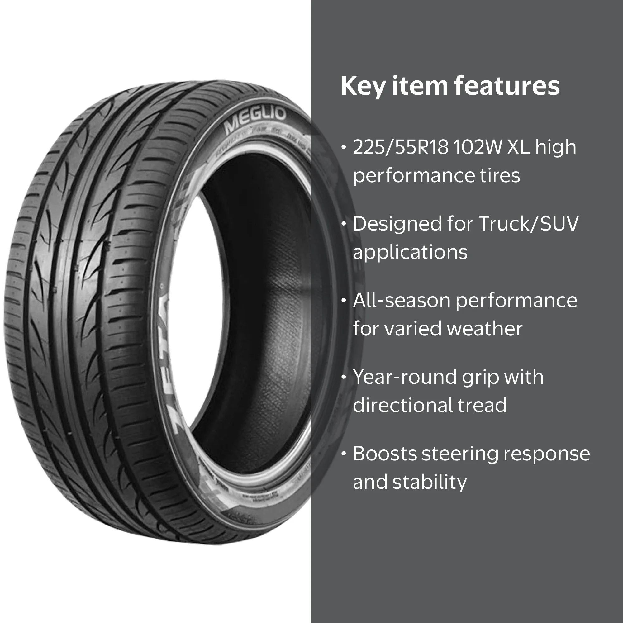 ZETA Meglio 225/55R18 102W XL, All Season High Performance Tire