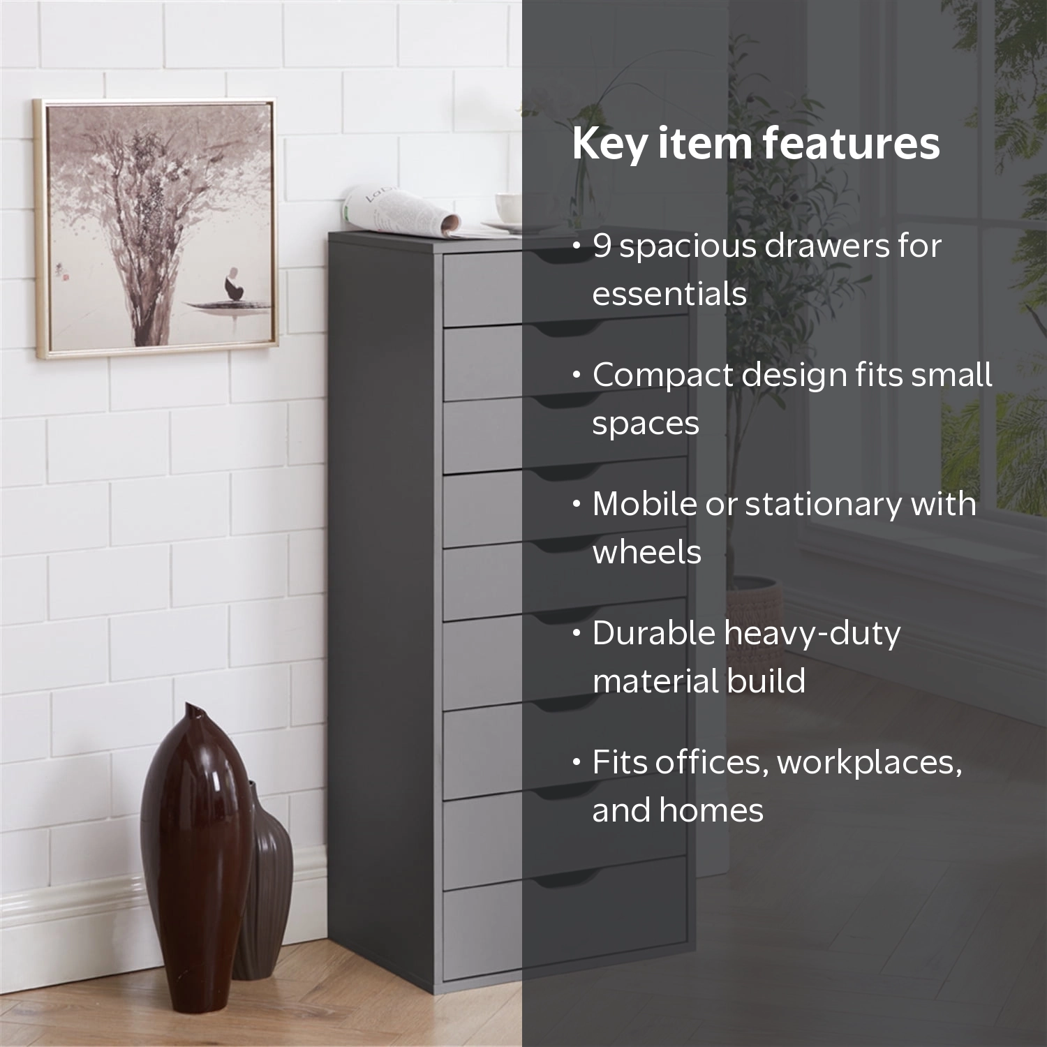 naomi　トップ＆ベース2セット Naomi Home Office Furniture - 9-Drawer Storage Cabinet in Gray