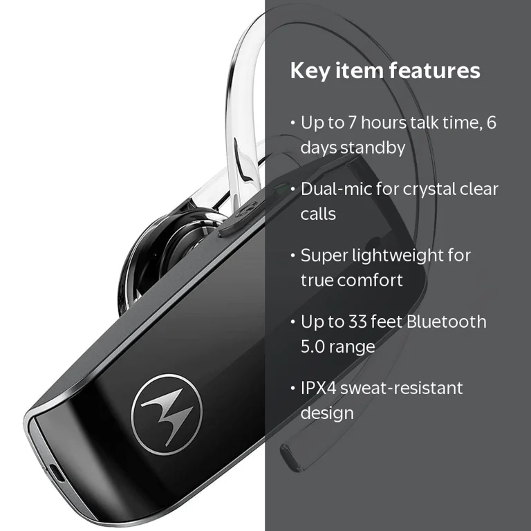 Motorola, In-Ear Bluetooth Mono Headset HK385, Black, Up to 7H