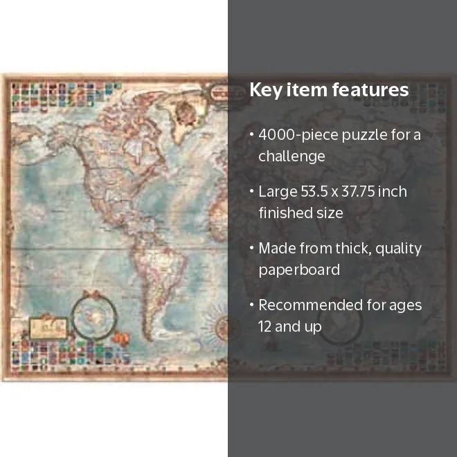 John N. Hansen, World Executive Map 4000 Piece Puzzle - Walmart.com