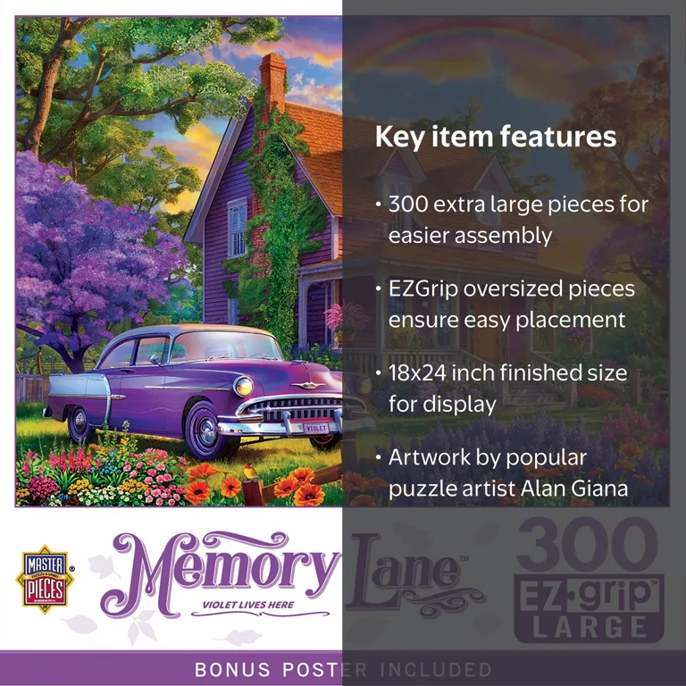 MasterPieces Memory Lane, Violet Country House Puzzle, 300 EZ Grip