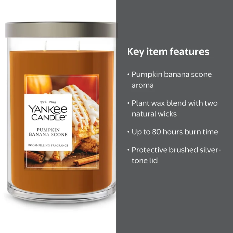 Yankee Candle Pumpkin Banana Scone Large Tumbler Scented Candles, 20 oz