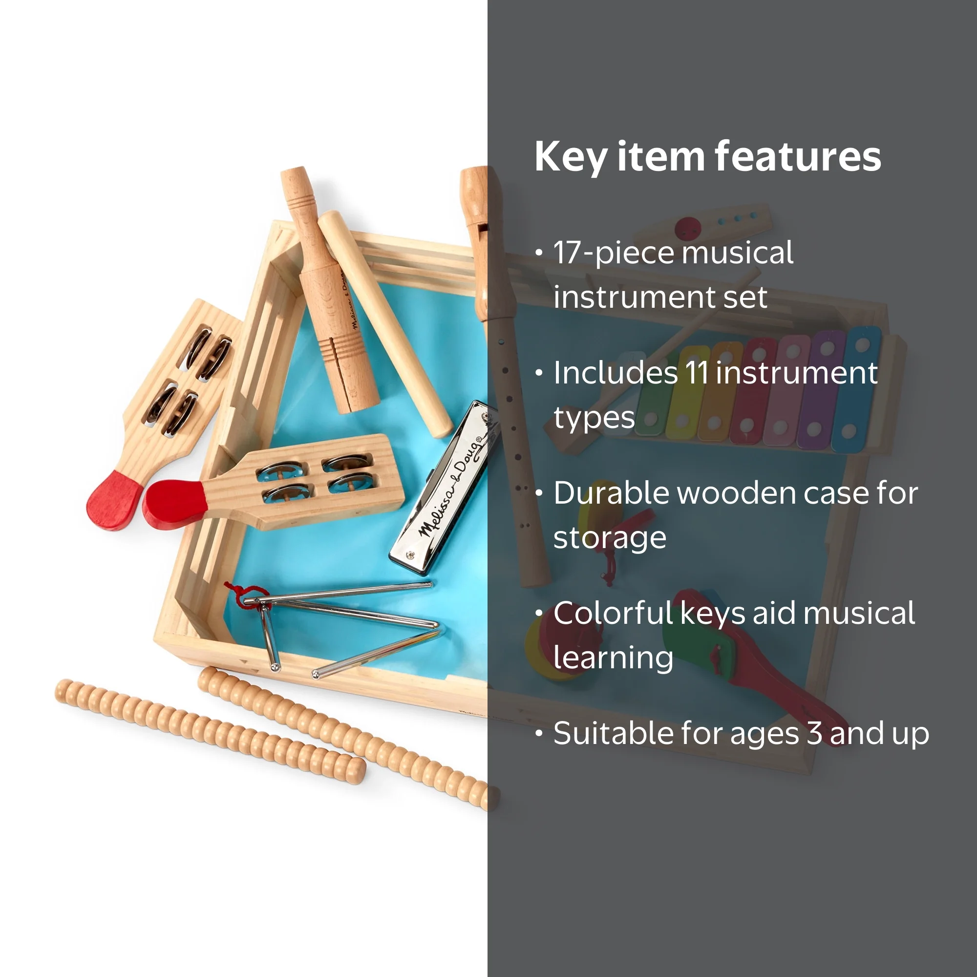 Melissa & Doug Deluxe Band Set With Wooden Musical Instruments and