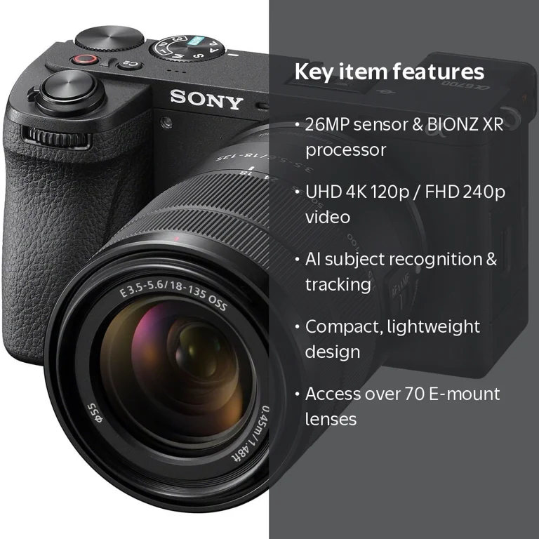 Sony a6700 Alpha 26MP 4K DSLR Camera with 18-135mm Lens, Deco Gear
