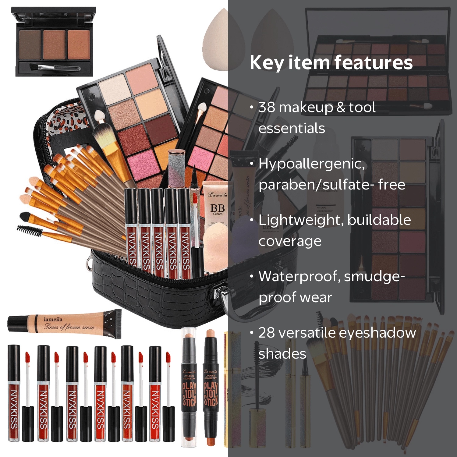 Miss Rose All-in-One Makeup Kit with 14-Color Eyeshadow Palette