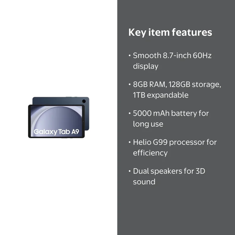 Samsung Tab A9 (SM-X115) 8.7” inch WiFi+cellular Tablet | 128 GB
