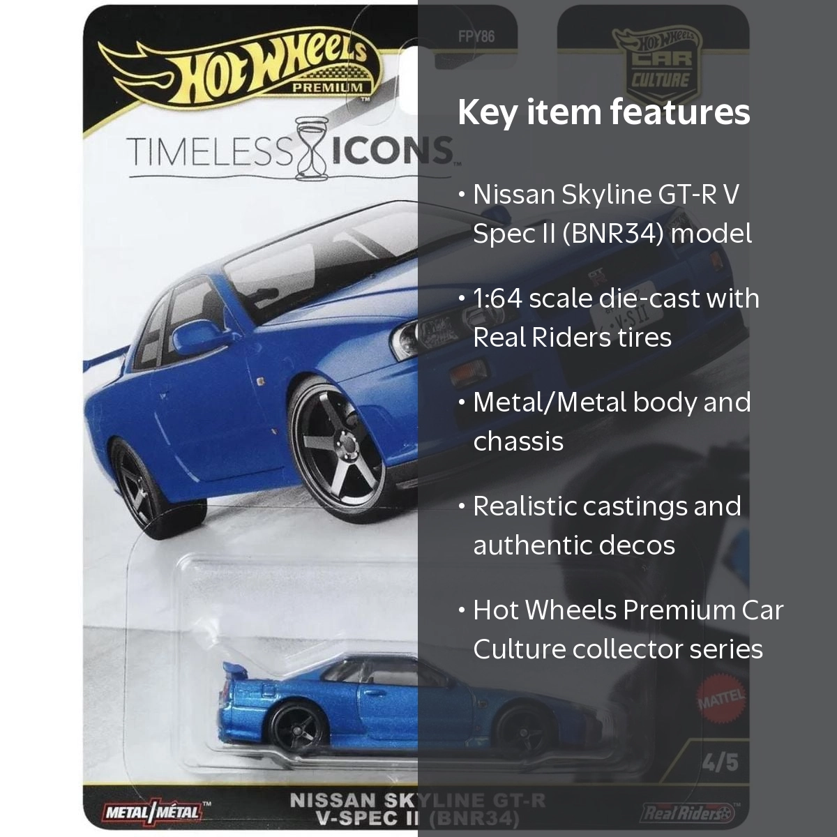 Hot Wheels, Car Culture Premium, Nissan Skyline GT-R V Spec II