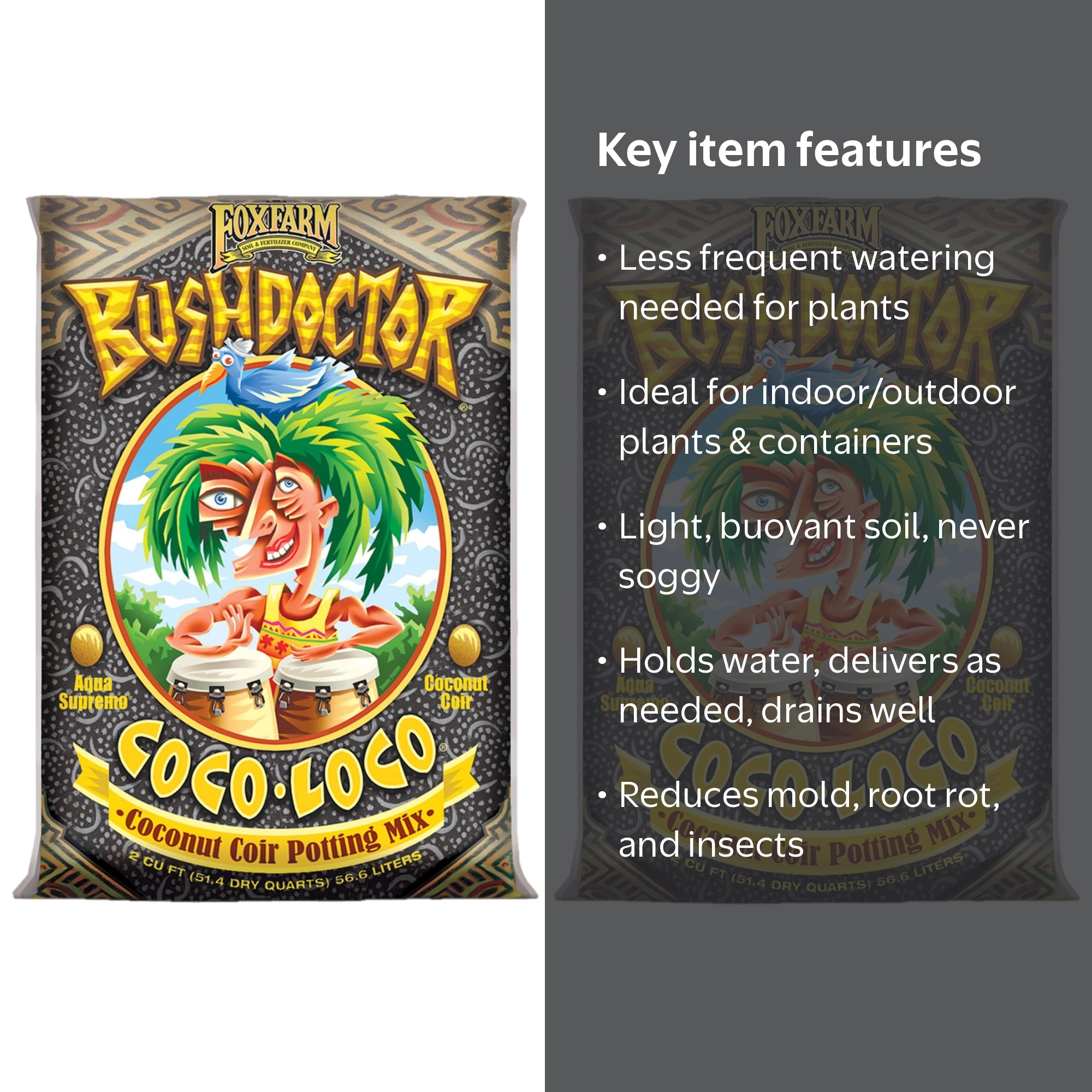 FoxFarm, Bush Doctor Coco Loco Potting Soil Mix, 2 Cu Ft 2 Pack