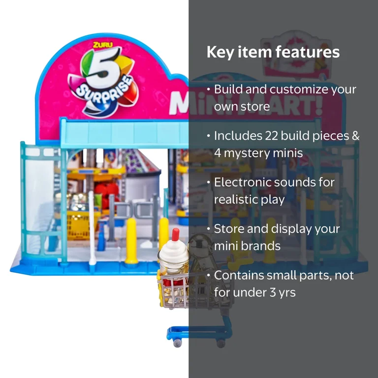 ZURU 5 Surprise Mini Brands Toy Little Mart, Collector Set with 4