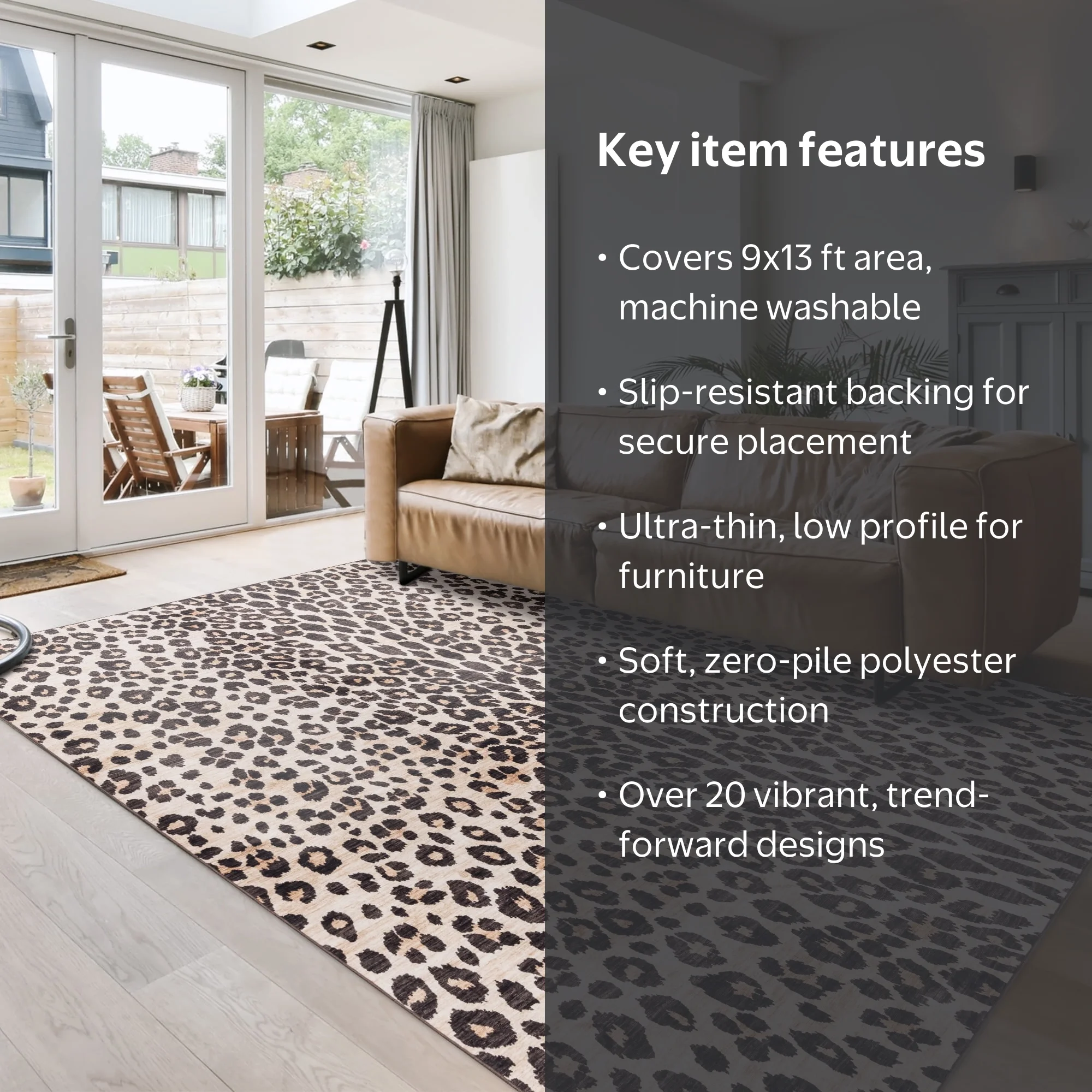 Crystal Print Lennie Modern Animal Print Leopard Area Rug, 9x13