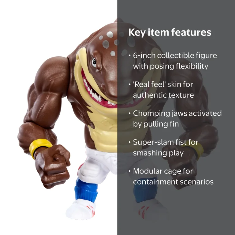 Street Sharks Big Slammu Action Figure Toy, Half-Shark 90s TV Hero