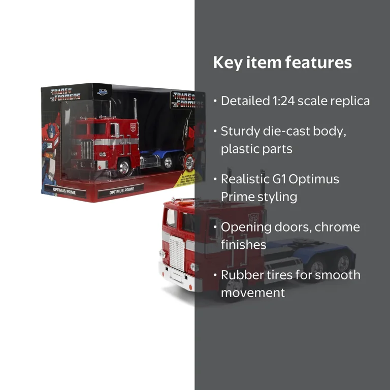 Jada Toys Transformers G1 Optimus Prime Truck with Robot on