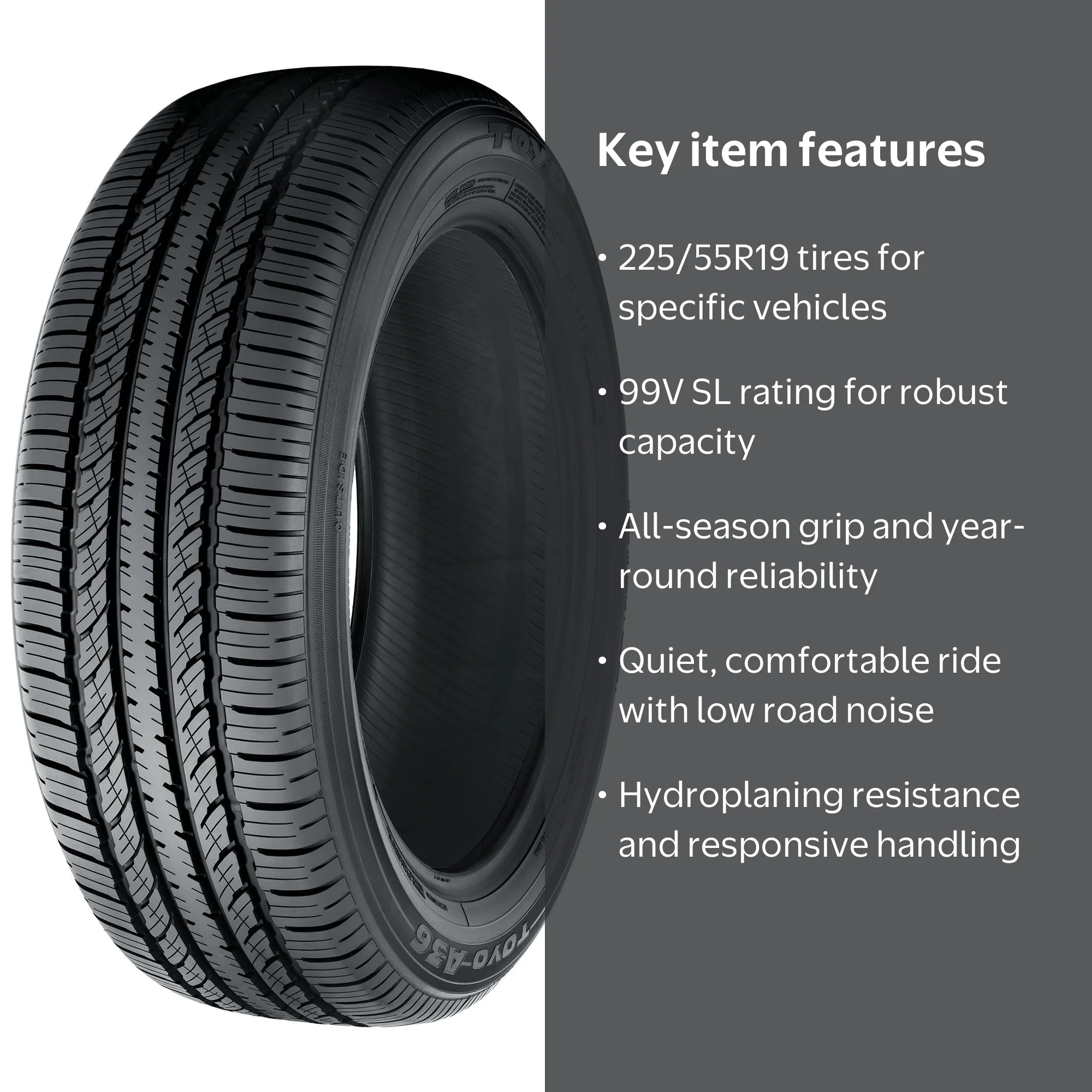 Toyo Auto TYA36 All-Season P225/55R-19 99 Tire - Walmart.com