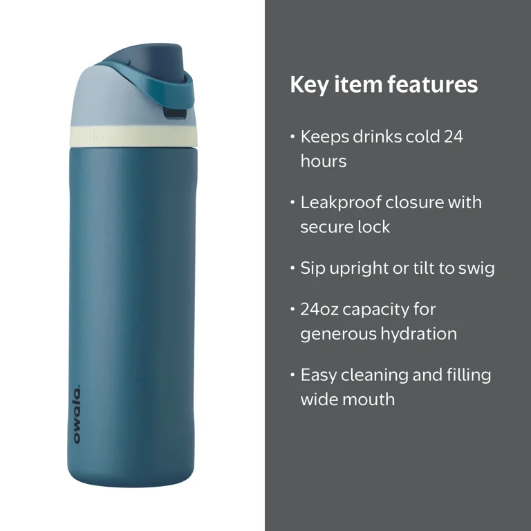 Owala 24 oz. FreeSip Stainless Steel Water Bottle - Denim