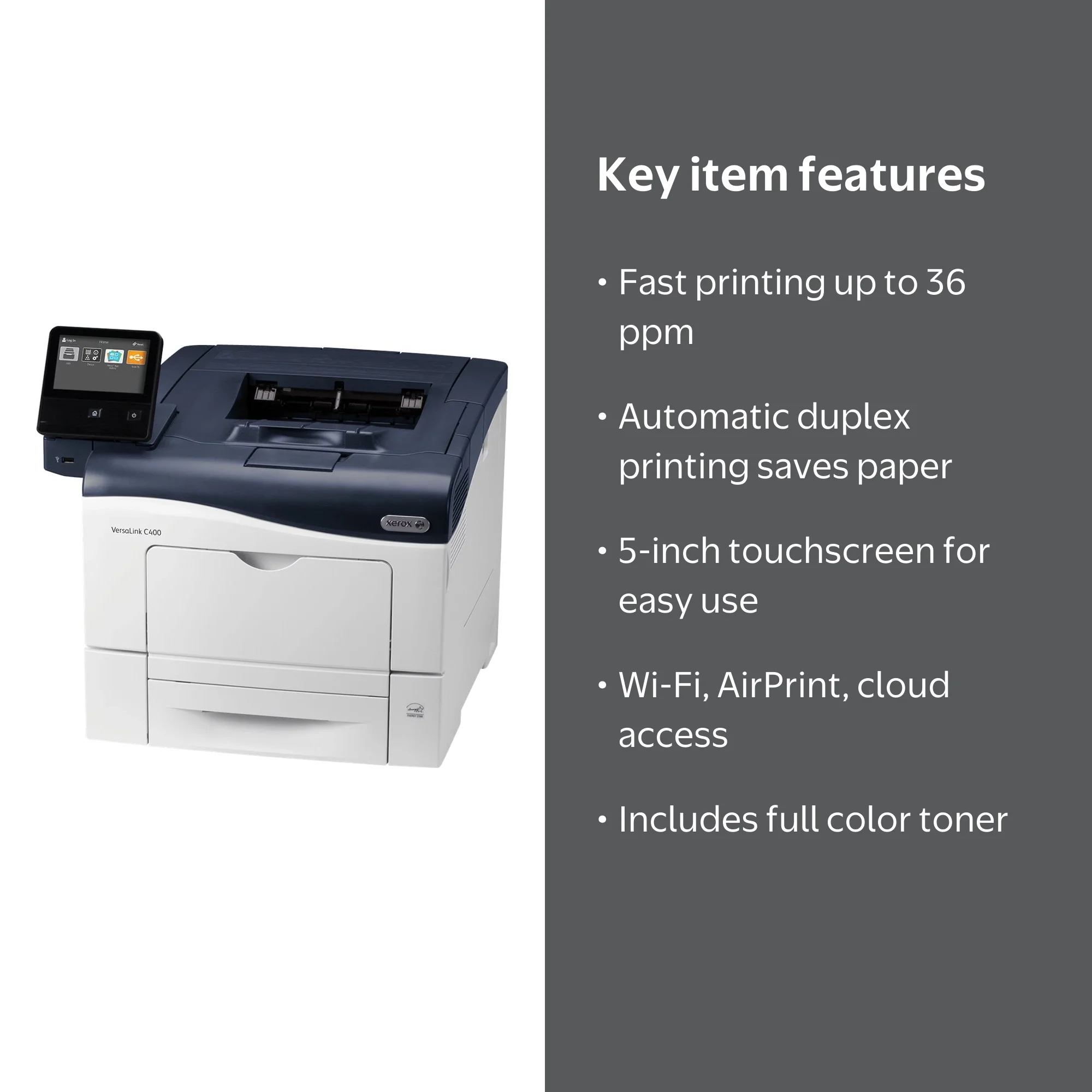 Xerox Versalink C400 Color Laser Printer, Letter/Legal, up to