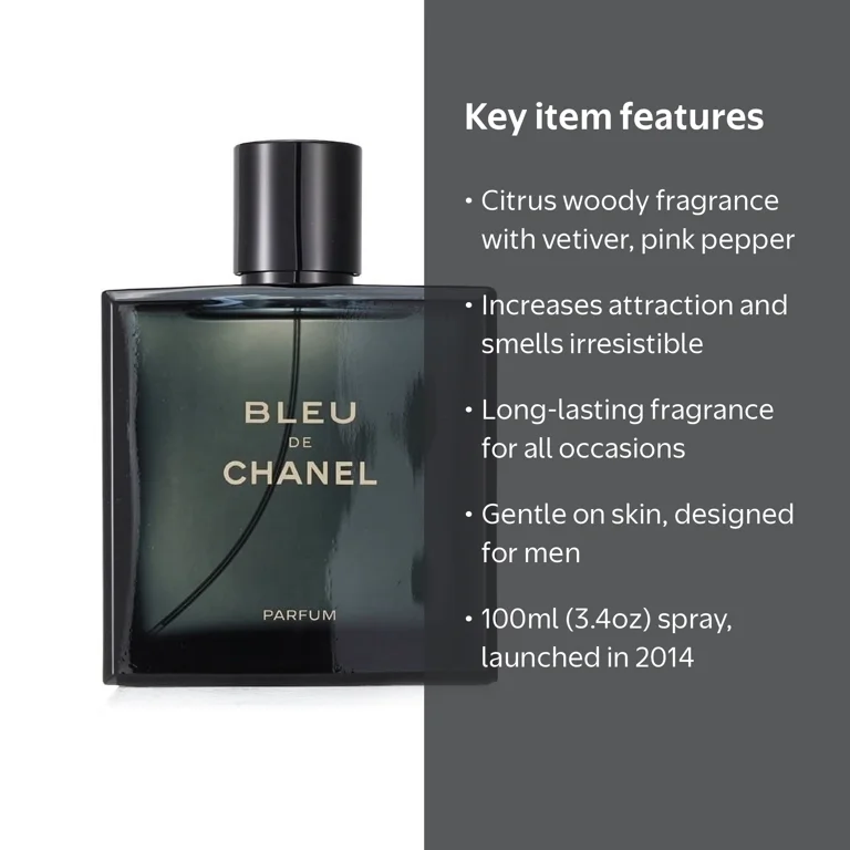 CHANEL Bleu De Parfum Spray 100ml, Citrus Woody Fragrance
