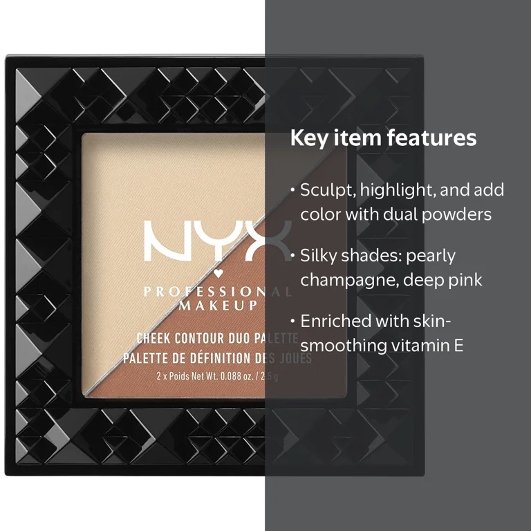 NYX Professional Makeup Cheek Contour Duo Palette, Perfect Match