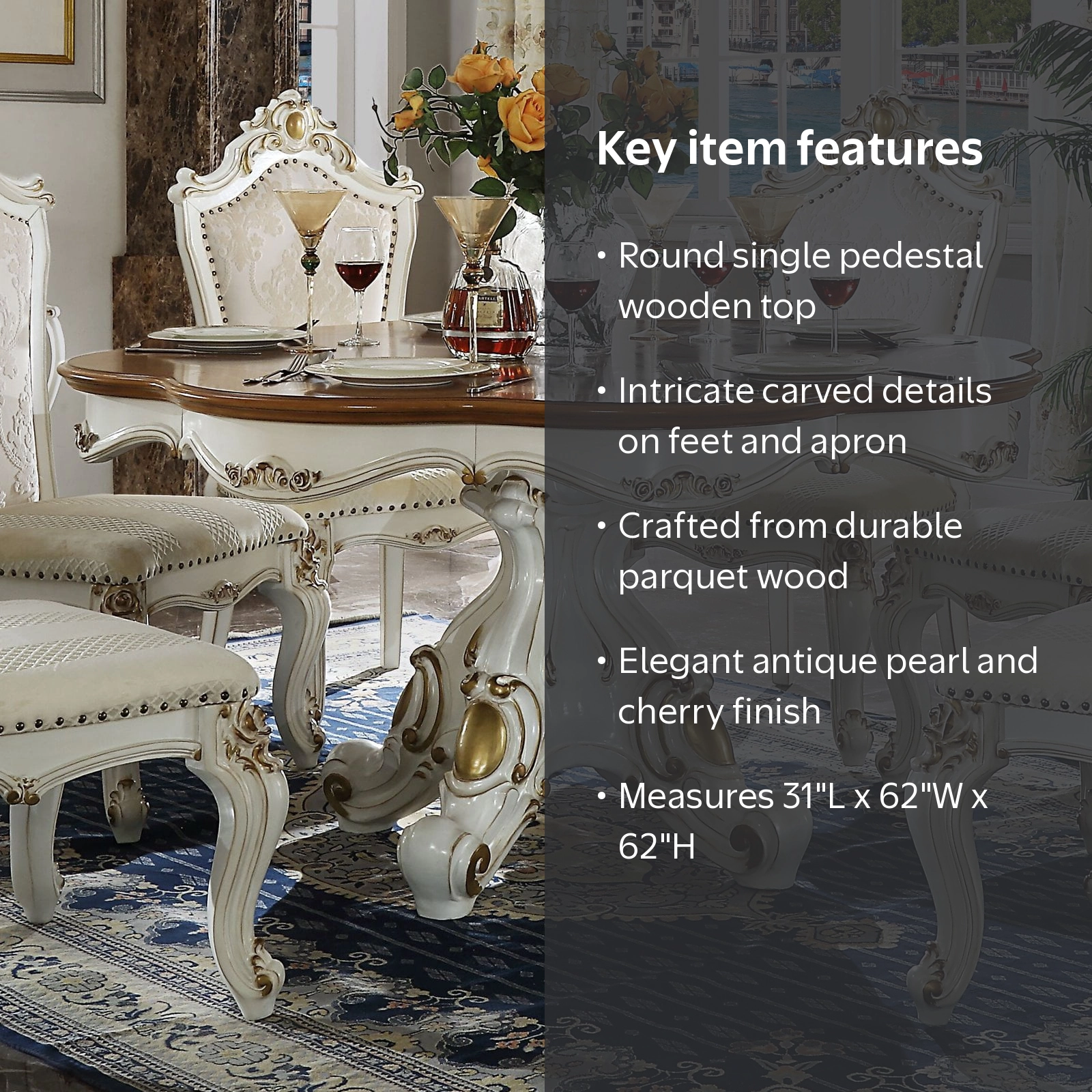 直接取引acme furniture CARDIFF DINING TABLE ACME Picardy Dining Table in Antique Pearl and Cherry Oak
