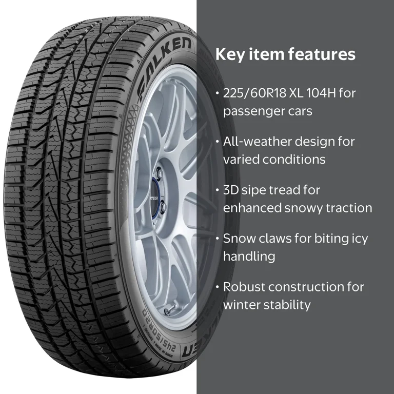 Falken, All Weather Tire, 225/60R18 XL 104H, Optimized Traction Falken, All Weather Tire, 225/60R18 XL 104H, Optimized Traction