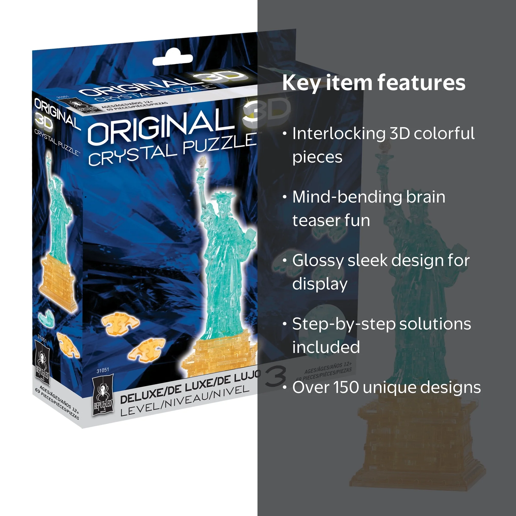 Statue of Liberty Original 3D Crystal Puzzle from BePuzzled, Ages