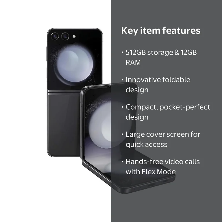 SAMSUNG Galaxy Z Flip 5, 512GB, Compact Foldable Design, Selfie