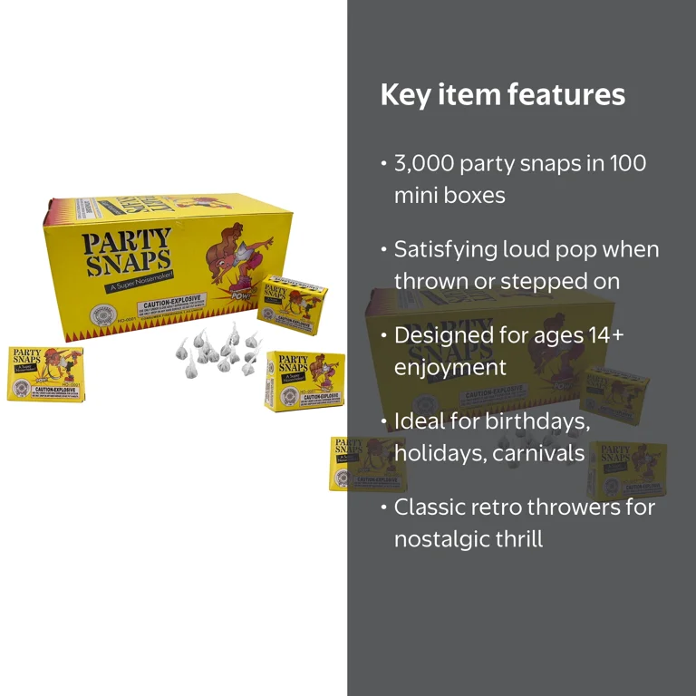 Nicky Bigs Novelties 3000 Party Snaps, Mini Poppers, Bulk Throwers