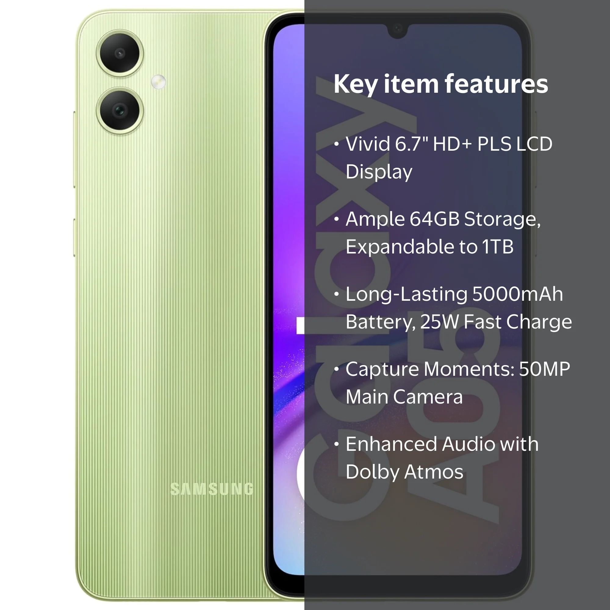 Samsung Galaxy A05 Smartphone Light Green 4GB RAM 64GB ROM 50MP