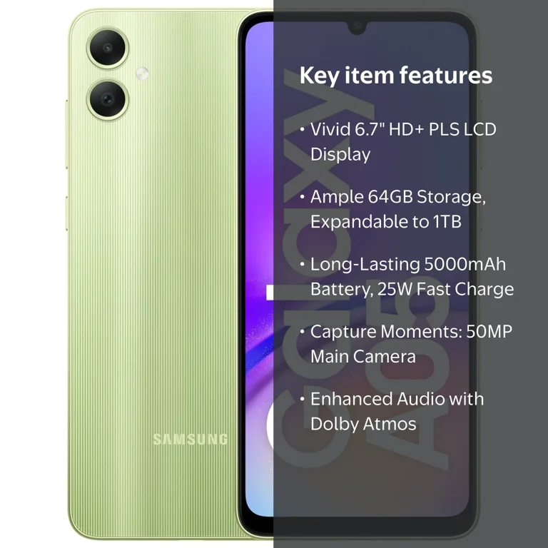 Samsung Galaxy A05 Smartphone Light Green 4GB RAM 64GB ROM 50MP