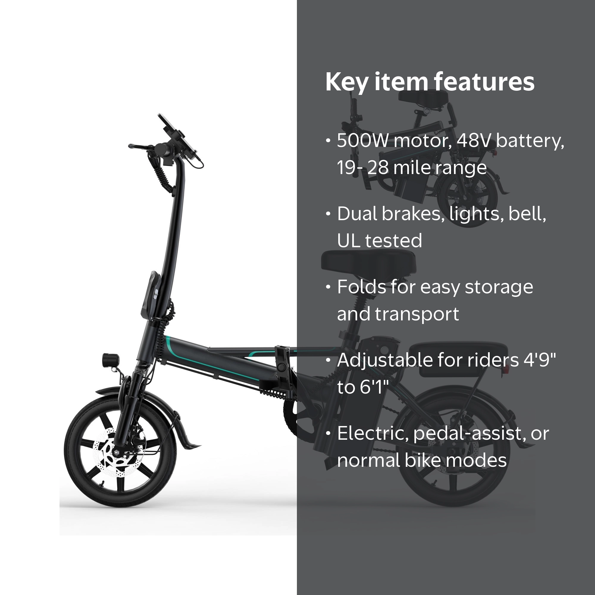 PORORO DC60P Folding Electric Bike, 14