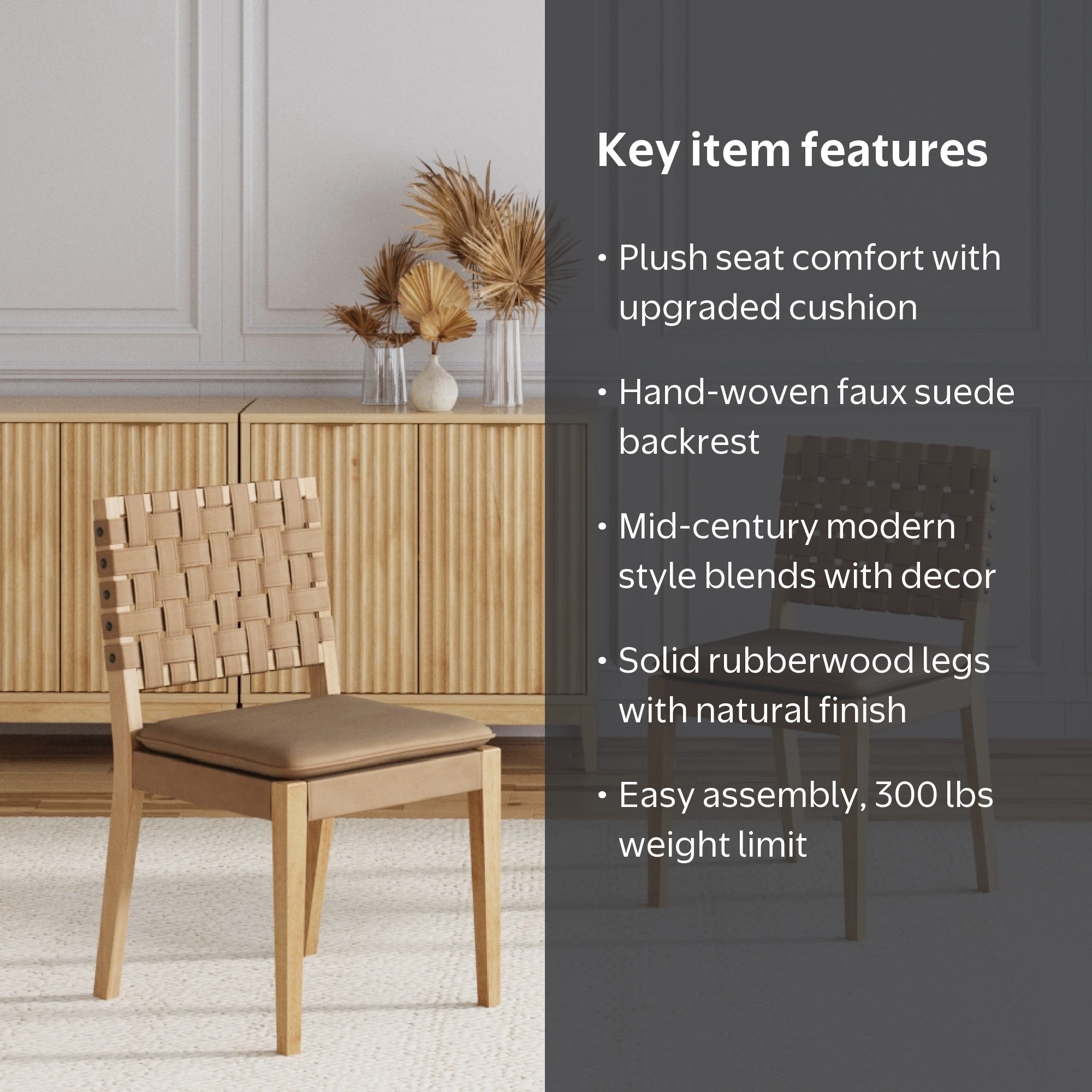 Nathan James Cohen 19 in. Wood Dining Chair, Mid-Century Modern